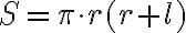  S=\pi\cdot r(r + l) 